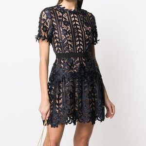 Self-Portrait navy blue lace dress